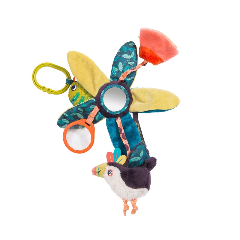 Moulin Roty Dans La Jungle Baby Senses Awakening Activities - Prune Colour Pakou Toucan Hanging Activity Toy - 34cm
