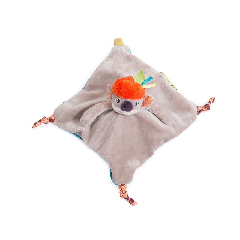 Moulin Roty Dans La Jungle Baby Sleep-Inducing Comforter Doudou Blue Colour Zimba The Panther Koko The Koala