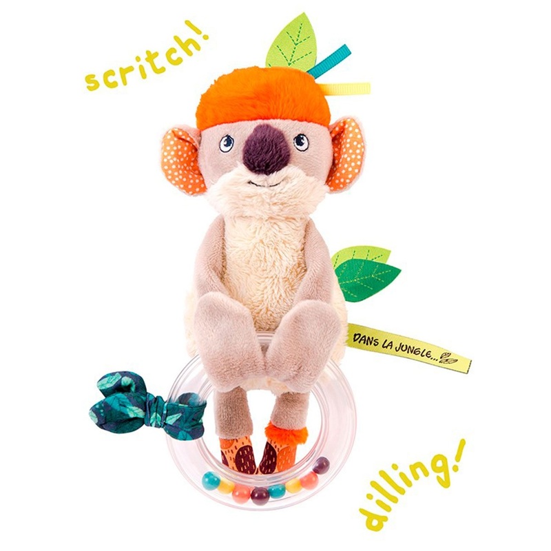 Moulin Roty Dans La Jungle Baby Sounds and Agility Awakening Rattle Beige/Orange Colour Koko The Koala