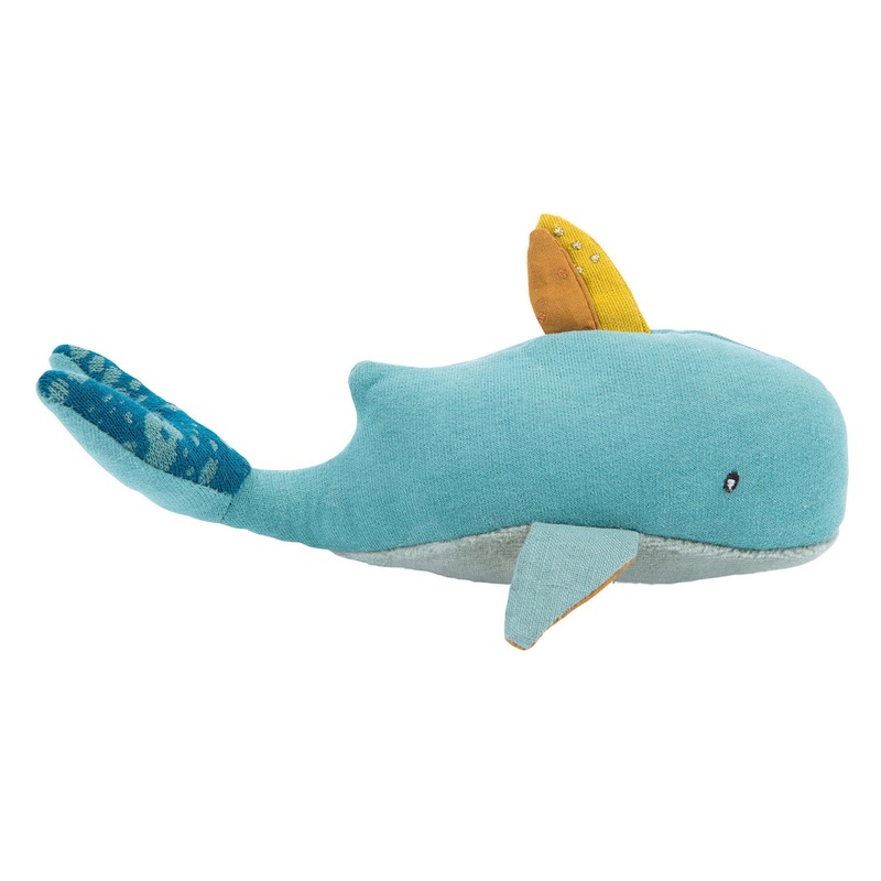 Moulin Roty Le Voyage D'olga Josephine The Blue Whale Plush Rattle 18cm