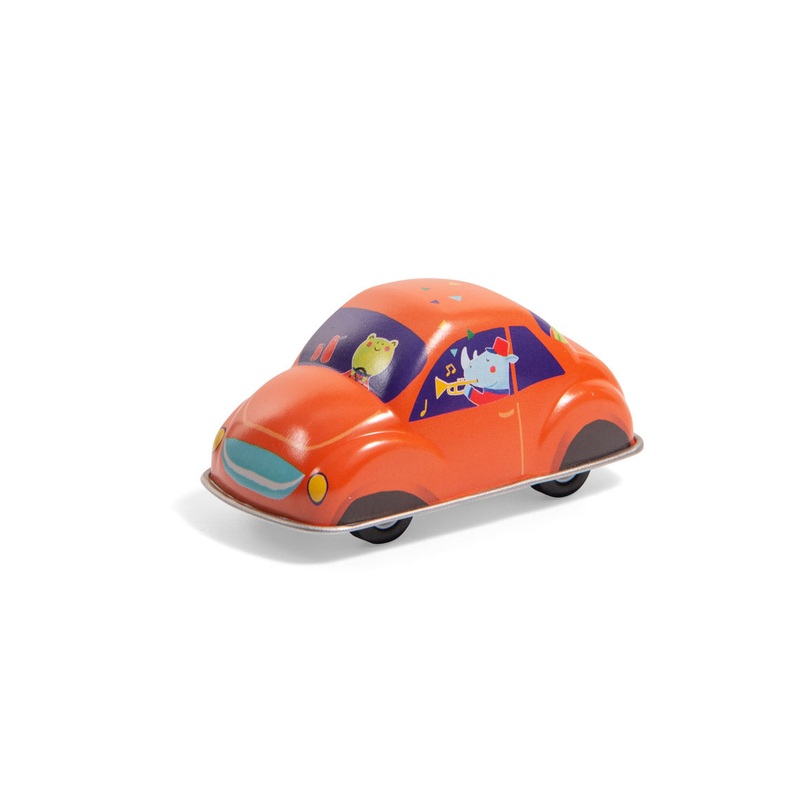 Moulin Roty Les Jouets Mtal Orange Friction Car