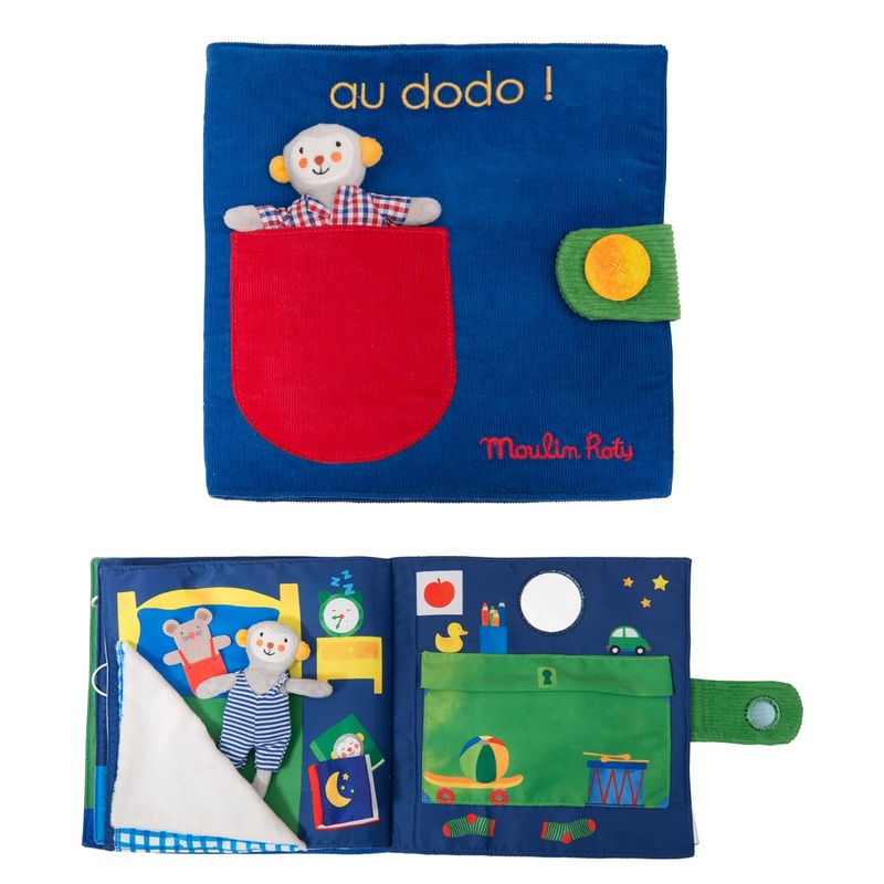 Moulin Roty Les Popipop Baby Senses Awareness Development Fabrics Book - Off To Bed