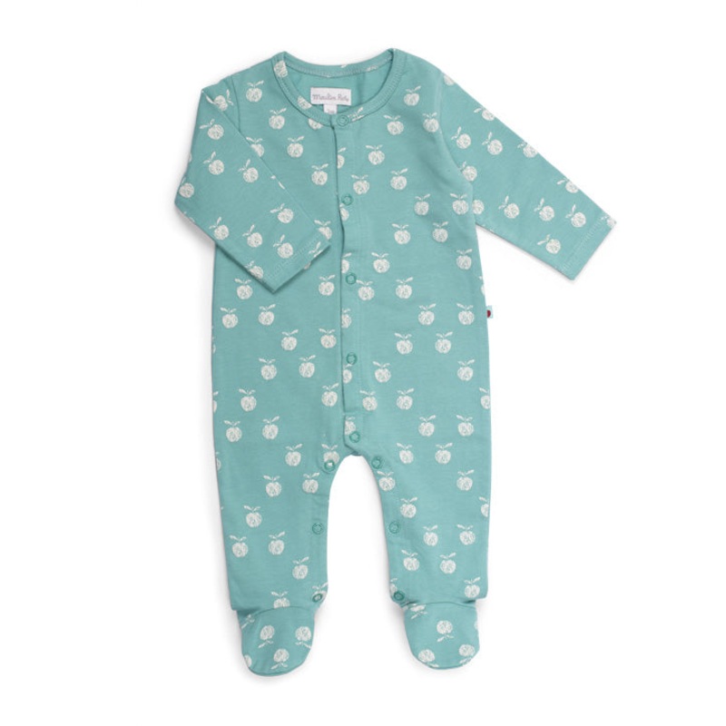 Moulin Roty Pomme Des Bois Apple Pattern Sleepsuit Light Grey