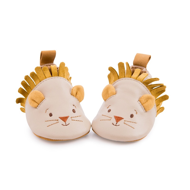 Moulin Roty Sou Mon Baobab Baby Beige Lion Leather Shoes Beige