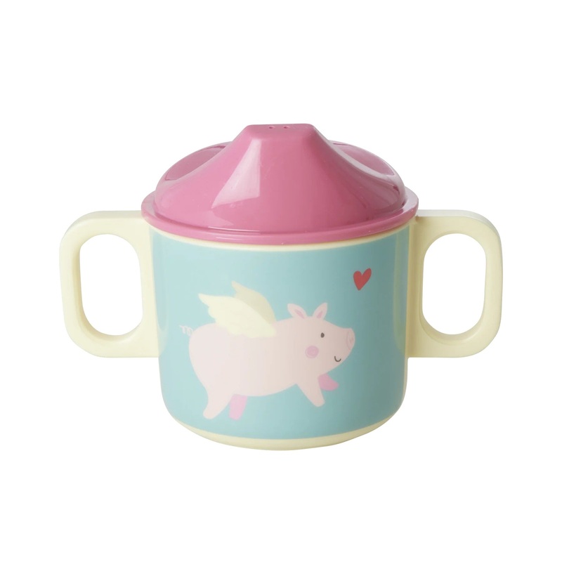 Rice DK Melamine 2 Handle Baby Cup with Flying Pig Print
