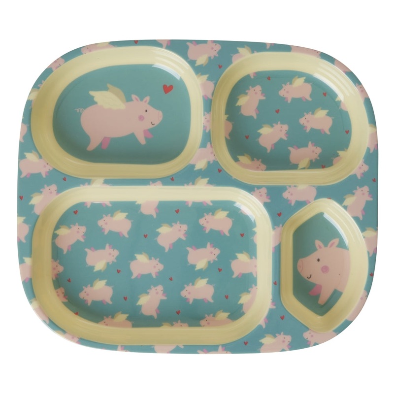 Rice DK Melamine Kids 4 Room Flying Pig Print