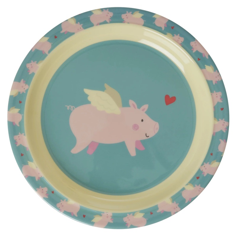 Rice DK Melamine Kids Lunch Plate with Flying Pig Print
