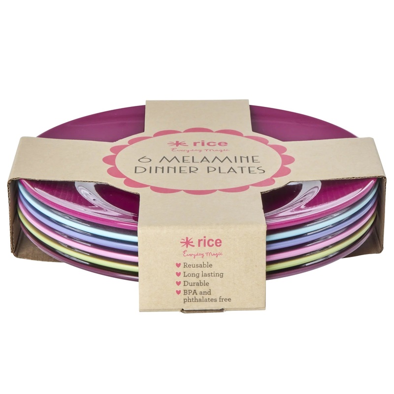 Rice DK Melamine Round Dinner Plates in Asst. Colors - 6 Pack