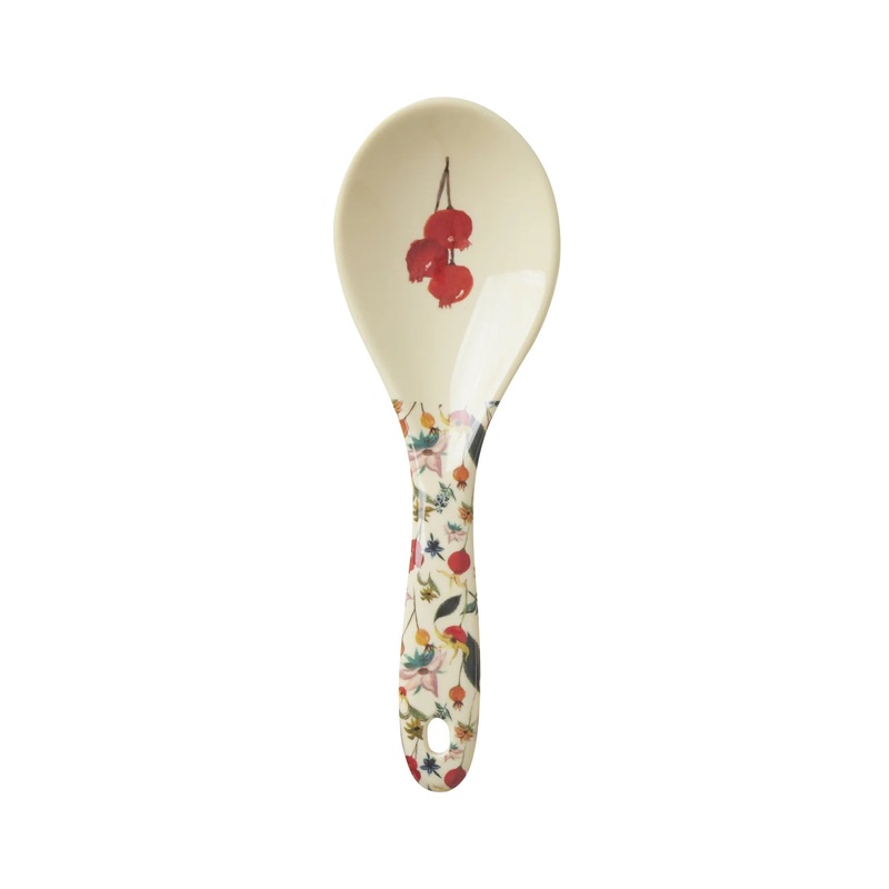 Rice DK Melamine Salad Spoon with Winter Rosebuds Print