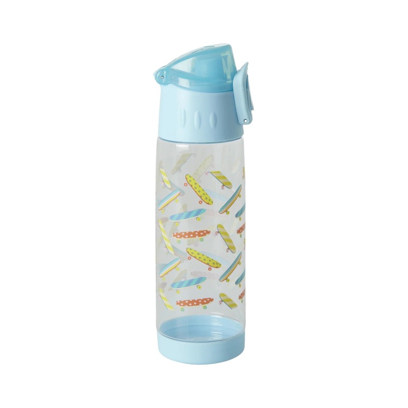 Rice DK Plastic Kids Drinking Bottle with Skateboard Print - Blue - 500 ml