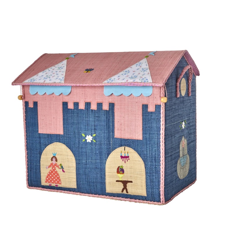 Rice DK Raffia Toy Baskets with Castle Theme Large