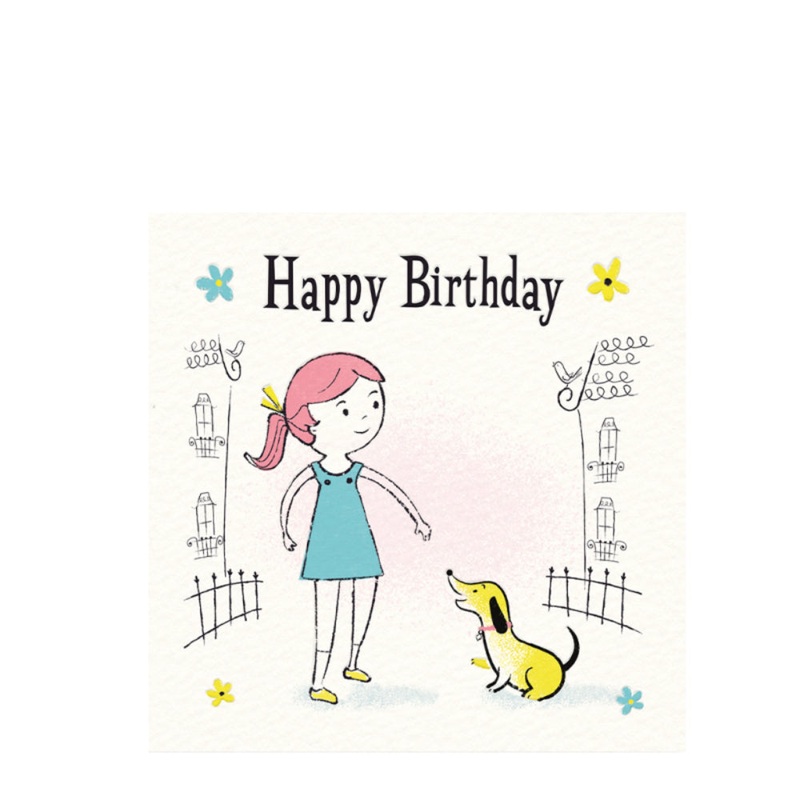 Rex Birthday Card - Girl with Dog