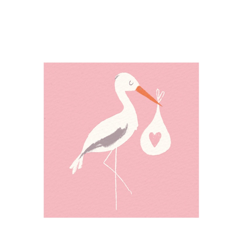 Rex Greetings Card - Pink Stork