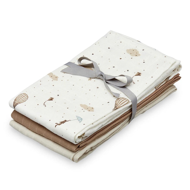 Cam Cam Copenhagen Muslin Cloth, 3-Pack - GOTS Mix Dreamland, Camel, Light Sand
