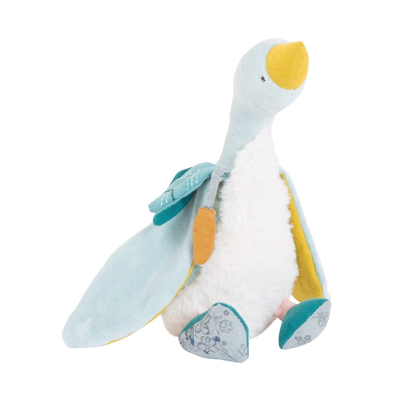 Moulin Roty Le Voyage D'olga, Plumette The Blue Goose with High Grade French Fabrics 23cm