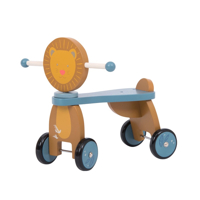 Moulin Roty Sous Mon Baobab Baby Balance Learning Lion Wooden Stroller