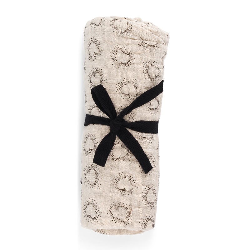 Rose in April Swaddle Bianca Greige Print Dotted Heart