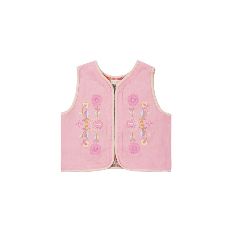 Louise Misha Reversible Vest Atlana Cotton Twill Pink