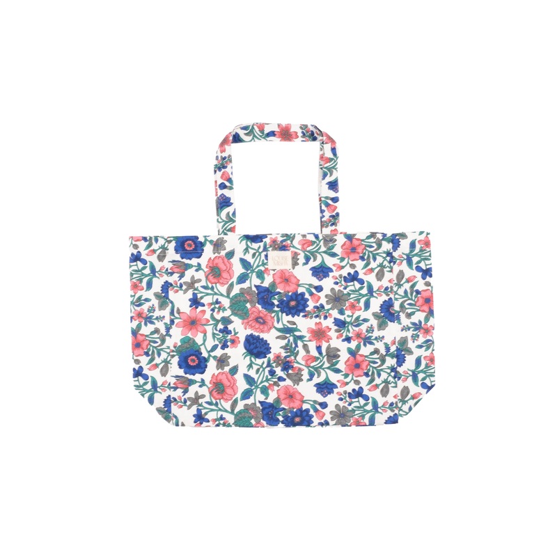 Louise Misha Tote Bag Beverly Printed Organic Cotton Canvas Blue Summer Meadow
