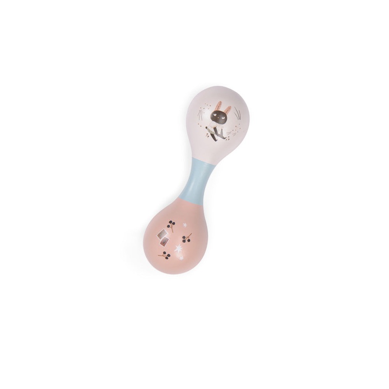 Moulin Roty Aprs La Pluie Cream/ Pink Colour Double-Ended Maracas