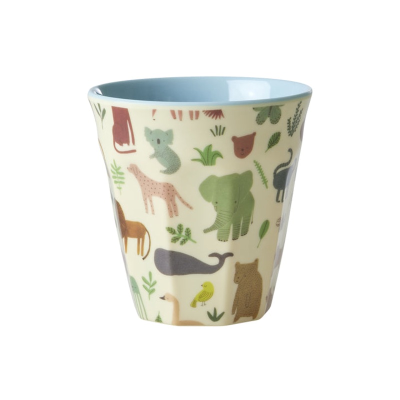 Rice DK Melamine Kids Cup with Sweet Jungle Print - Dusty Blue - Small - 160ml