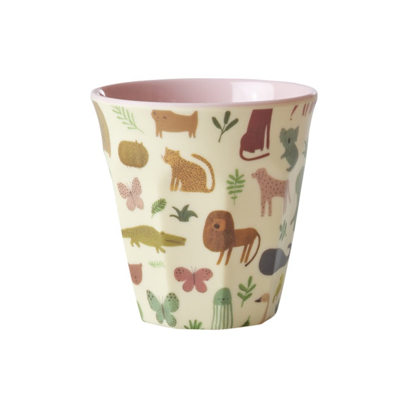 Rice DK Melamine Kids Cup with Sweet Jungle Print - Pink - Small - 160ml