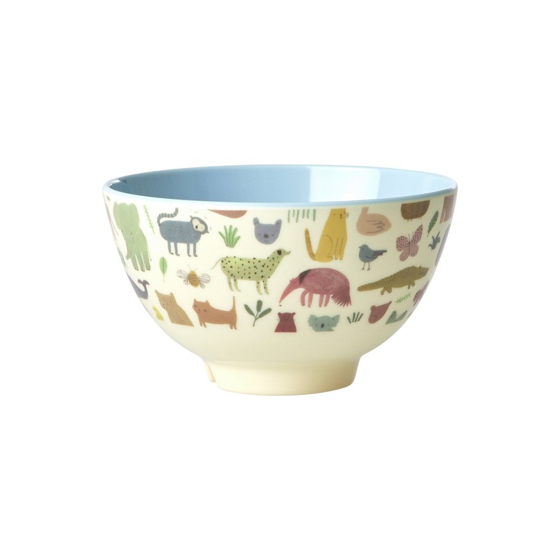 Rice DK Melamine Bowl with Sweet Jungle Print - Dusty Blue - Small - 300ml
