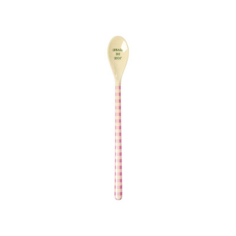 Rice DK Melamine Latte Spoon - Pink - Check It Out Print