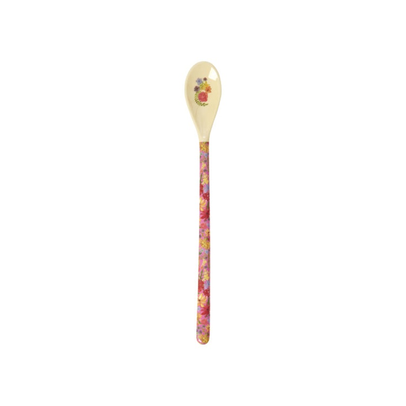 Rice DK Melamine Latte Spoon - Red - Swedish Flower Print