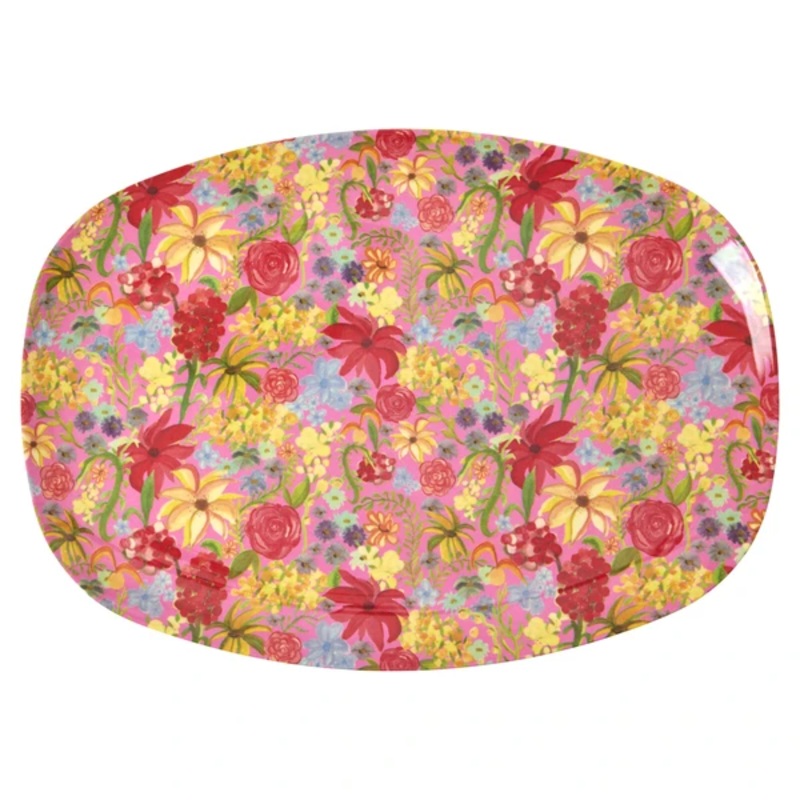 Rice DK Melamine Rectangular Plate with Swedish Flower Print