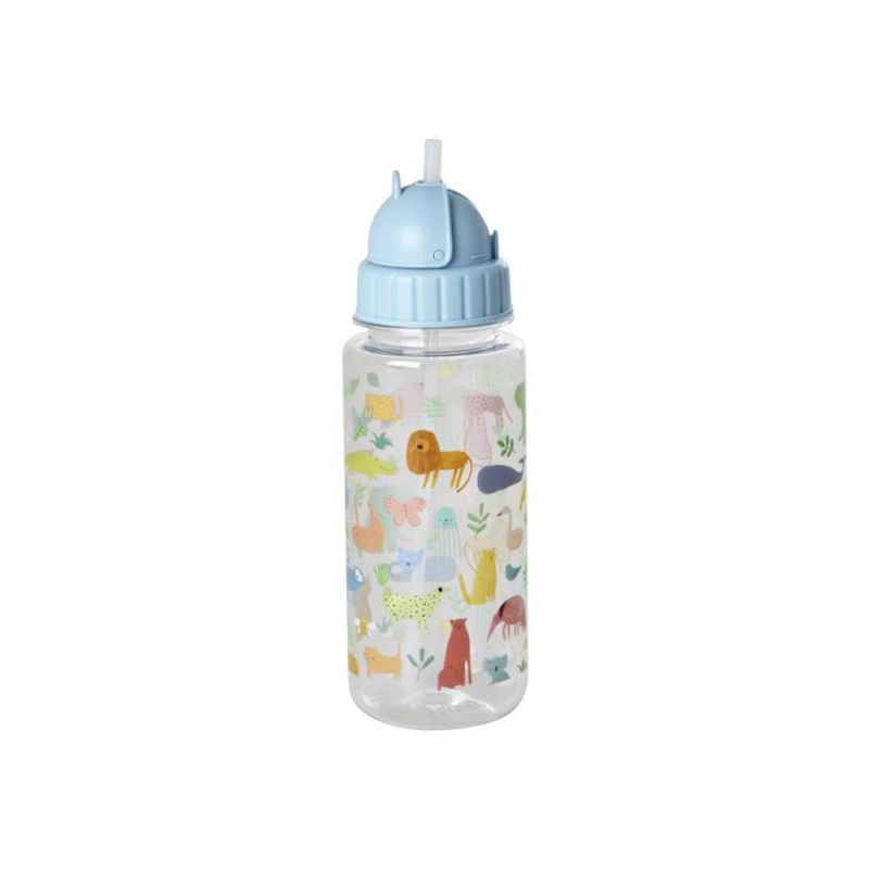 Rice DK Plastic Kids Drinking Bottle - Sweet Jungle Print with Mint Lid - 450ml