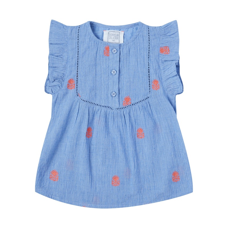 Bonheur du Jour Paris Cocotier Baby + Girl Blouse Blue