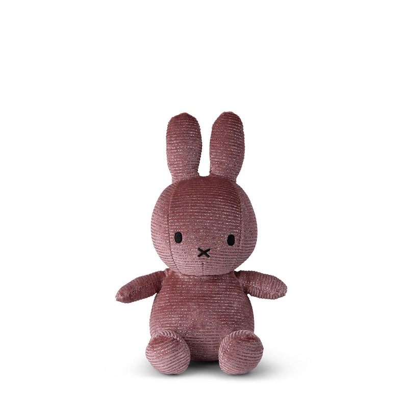 Miffy Sitting Corduroy Sparkle Pink - 23cm