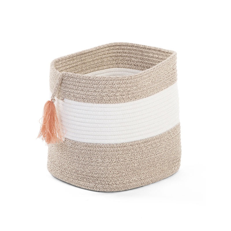 Childhome Cotton Rope Basket White Beige+Tassel Nude
