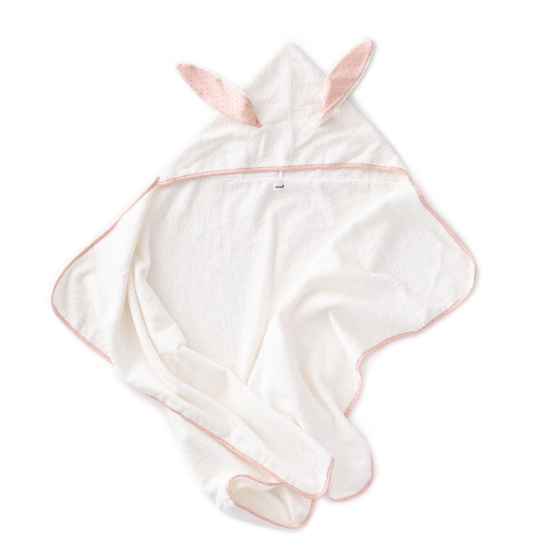 Oeuf Baby Hooded Towel Light Pink/Rust Dots