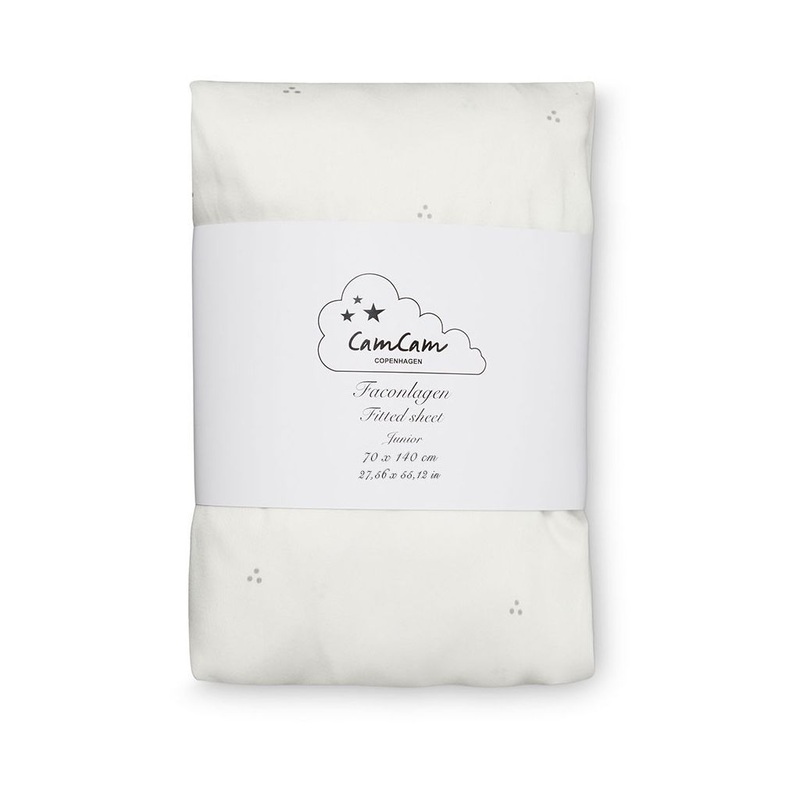 Cam Cam Copenhagen Fitted Sheet Junior Crme Grey Gots