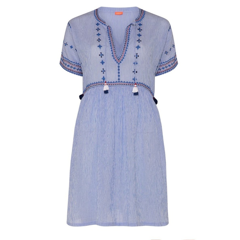 Sunuva Womens Cheesecloth Dress Blue Stripe