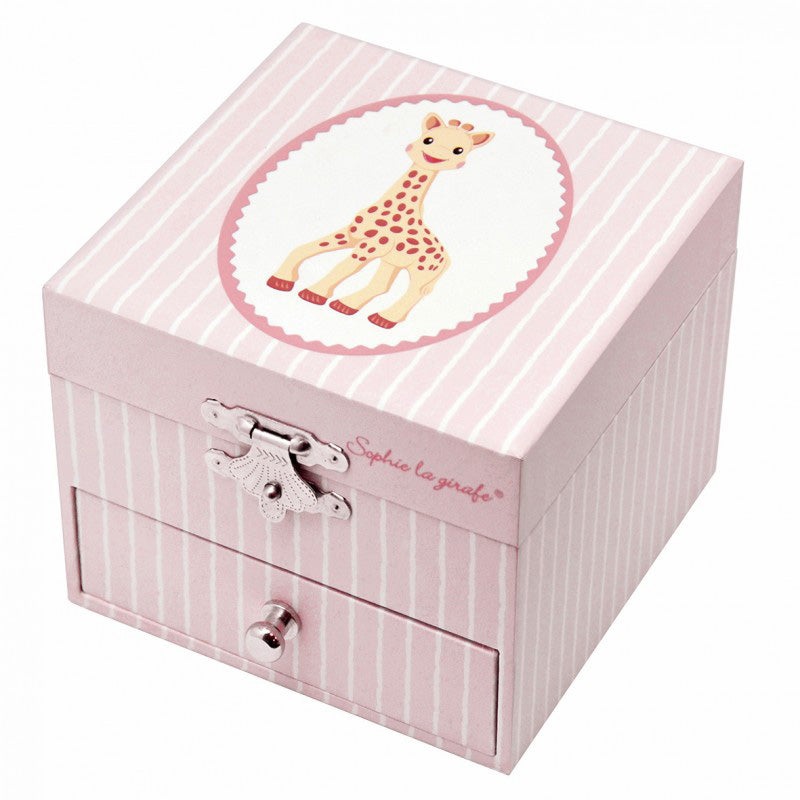 Trousselier Photoluminescent Musical Cube Box Sophie the Giraffe Navy Pink