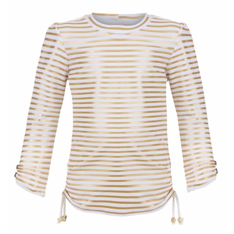 Sunuva Girls Classic Rash Gold & White Stripes