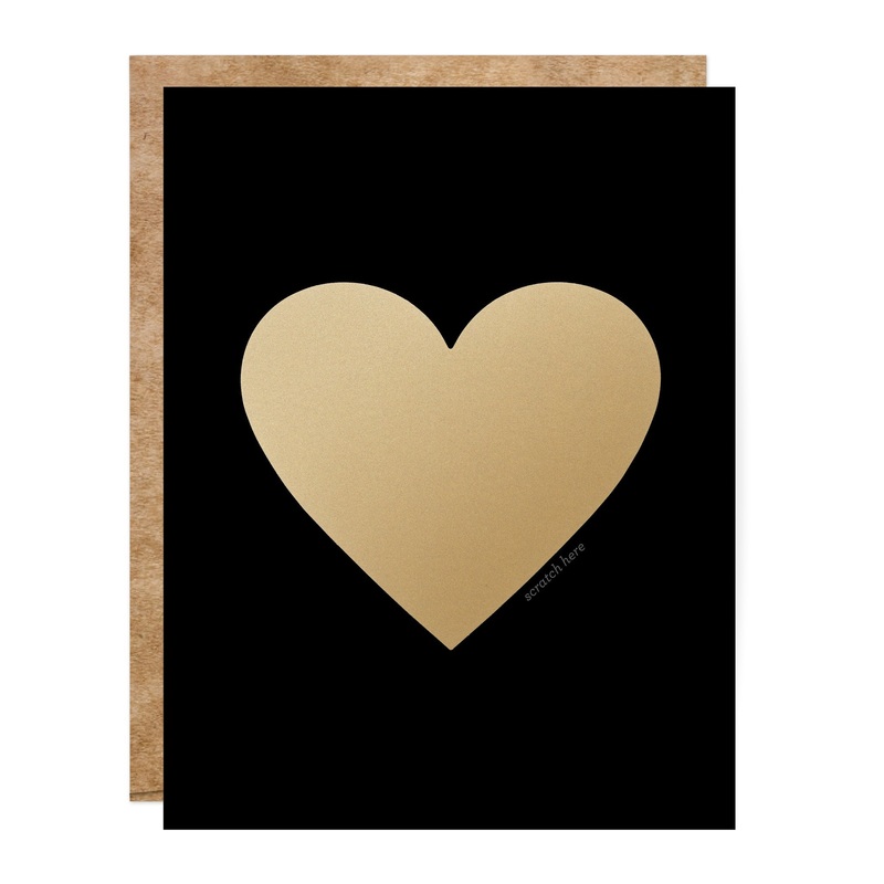 Inklings Paperie Black & Gold Heart Scratch-Off Card Single Card