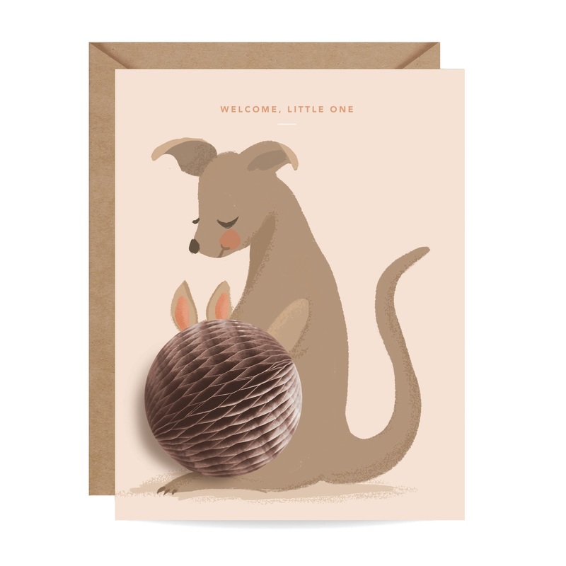 Inklings Paperie Kangaroo Baby Pop-Up Card-Single Card
