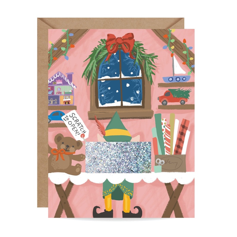 Inklings Paperie Scratch-Off Santa's Workshop Card-Single Card