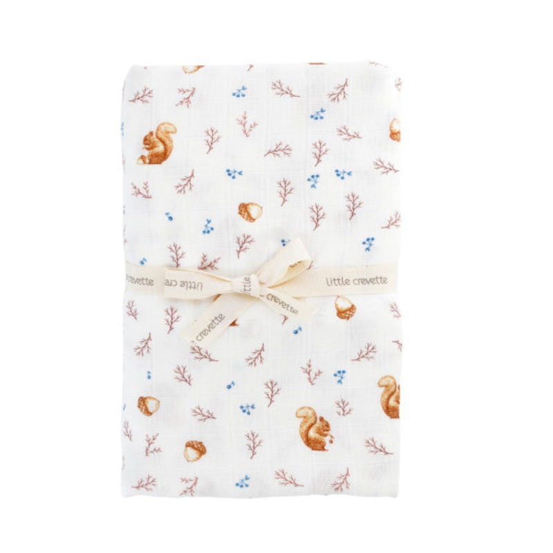 Little Crevette Noisette (Ecureuil) Large Swaddle 120x120cm