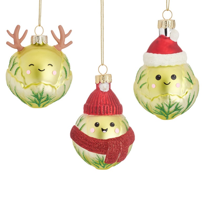 RJB Stone Festive Brussel Sprouts Shaped Baubles (1pc)