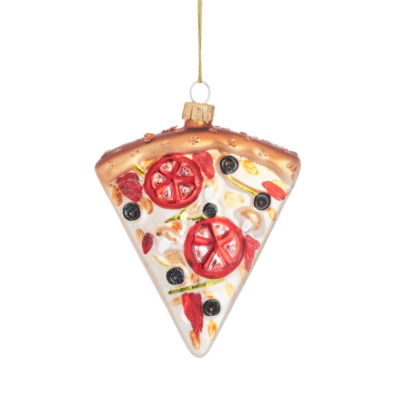 RJB Stone Pizza Slice with Olives Shaped Bauble