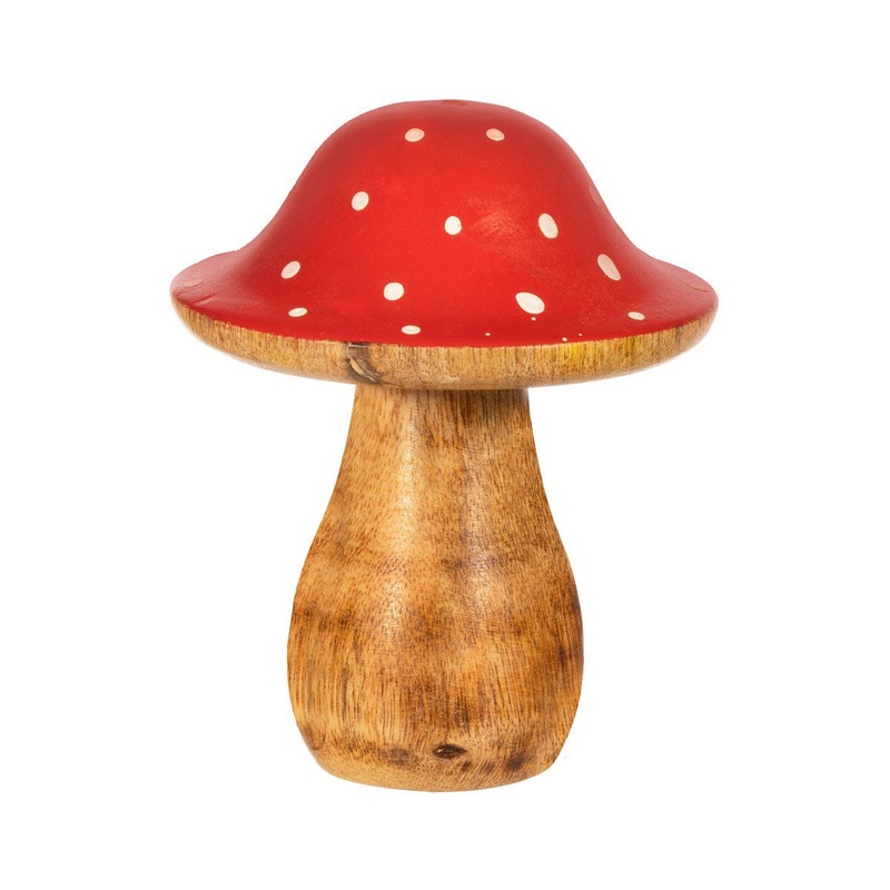 RJB Stone Red & White Wooden Toadstool Standing Decoration
