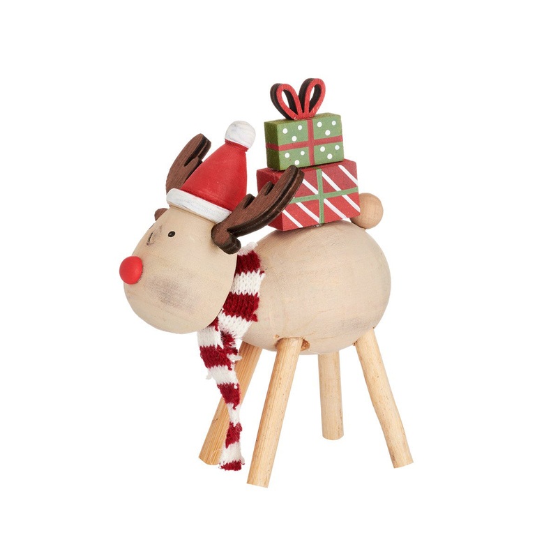 RJB Stone Reindeer with Presents Standing Decoration