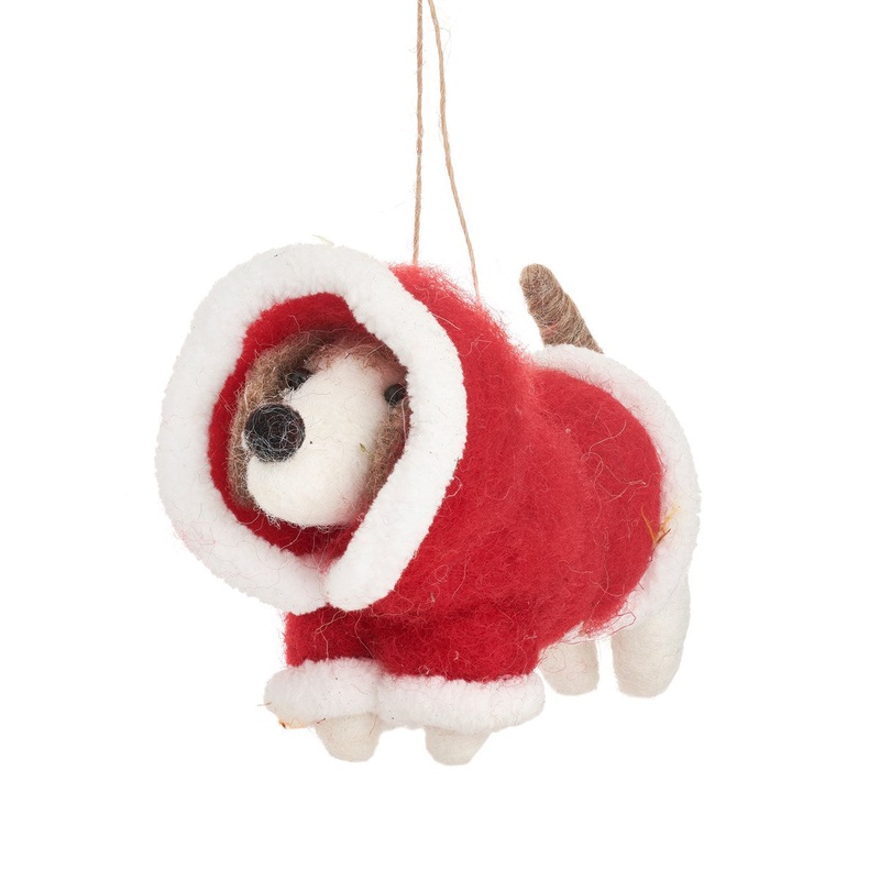 RJB Stone Sausage Dog in Puffer Jacket Felt Decoration