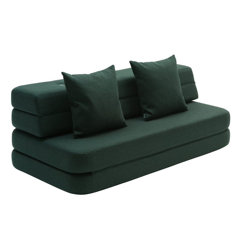 by KlipKlap KK 3 Fold Sofa XL Soft 36x140x70cm - Deep Green W. Light Green (Pre-Order; Est. Delivery in 3-6 Weeks)