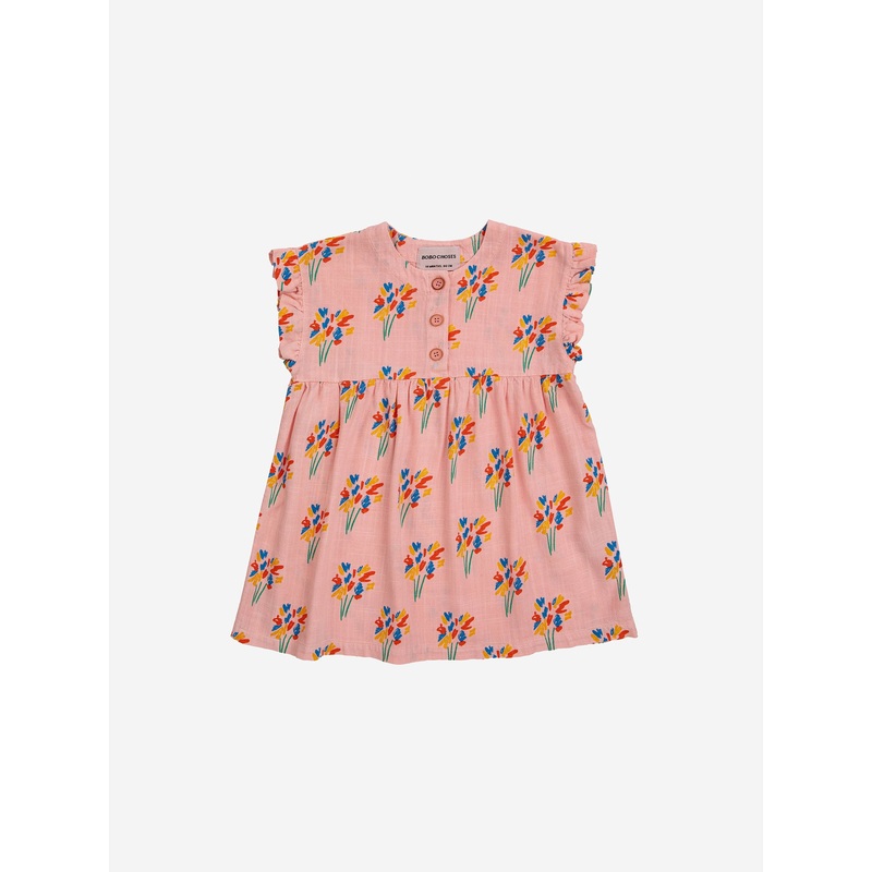 Bobo Choses Baby Fireworks All Over Woven Dress Pink